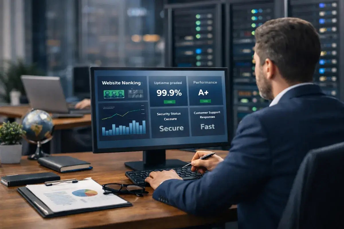 تحليل أداء واستقرار موقع شركة قبل اختيار الاستضافة