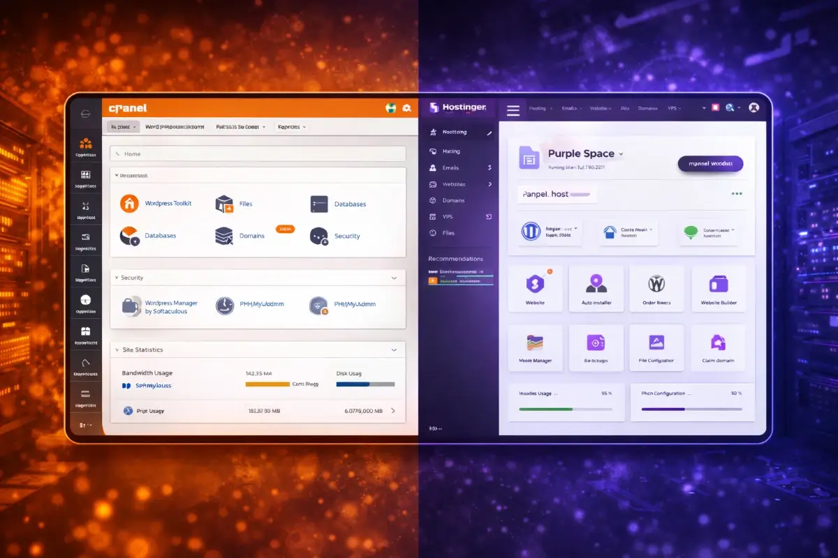 واجهة لوحة التحكم وتجربة إدارة الاستضافة للمواقع