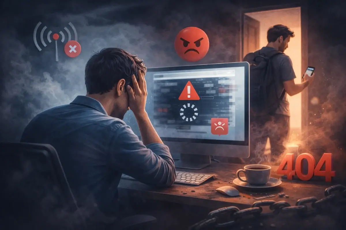 صورة تعبّر عن تأثير مشاكل الموقع على تجربة الزوار وثقتهم