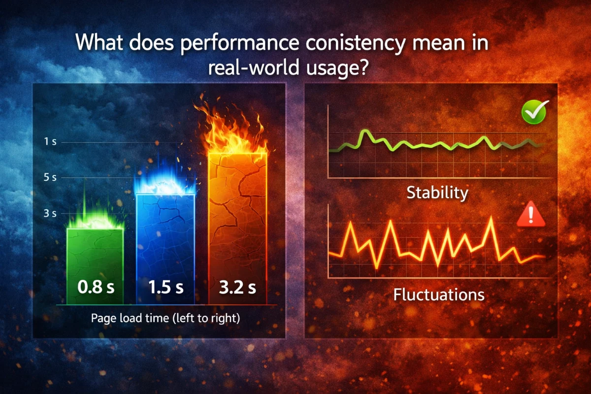 ثبات أداء الموقع وسرعة التحميل في الاستخدام الفعلي