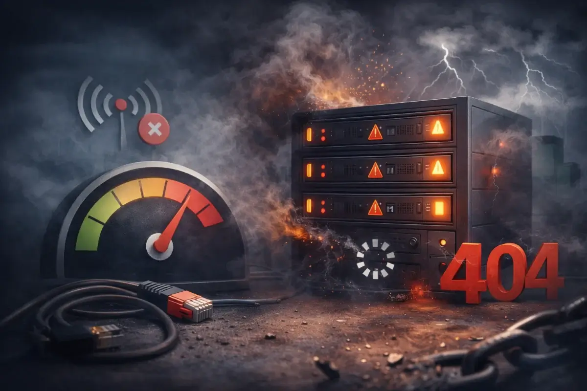 صورة توضّح مؤشرات تقنية تدل على عدم استقرار بيئة الاستضافة