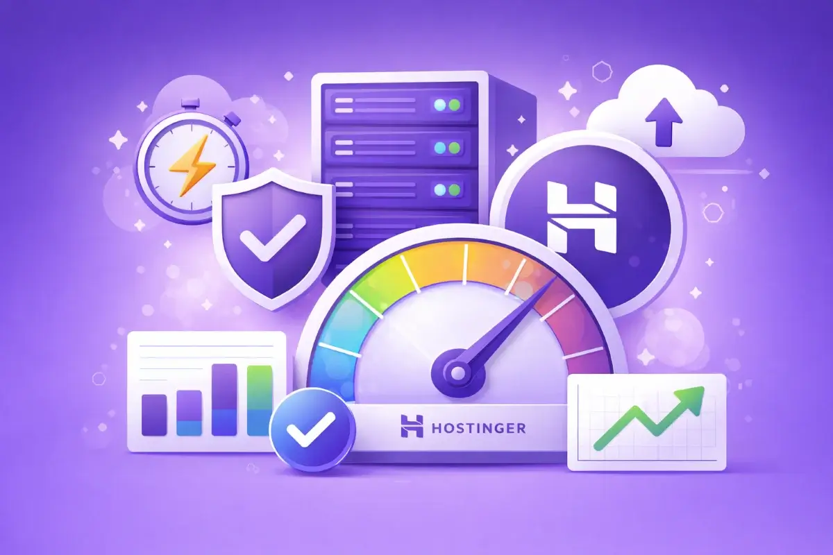أيقونات توضح سرعة أداء استضافة Hostinger واستقرارها