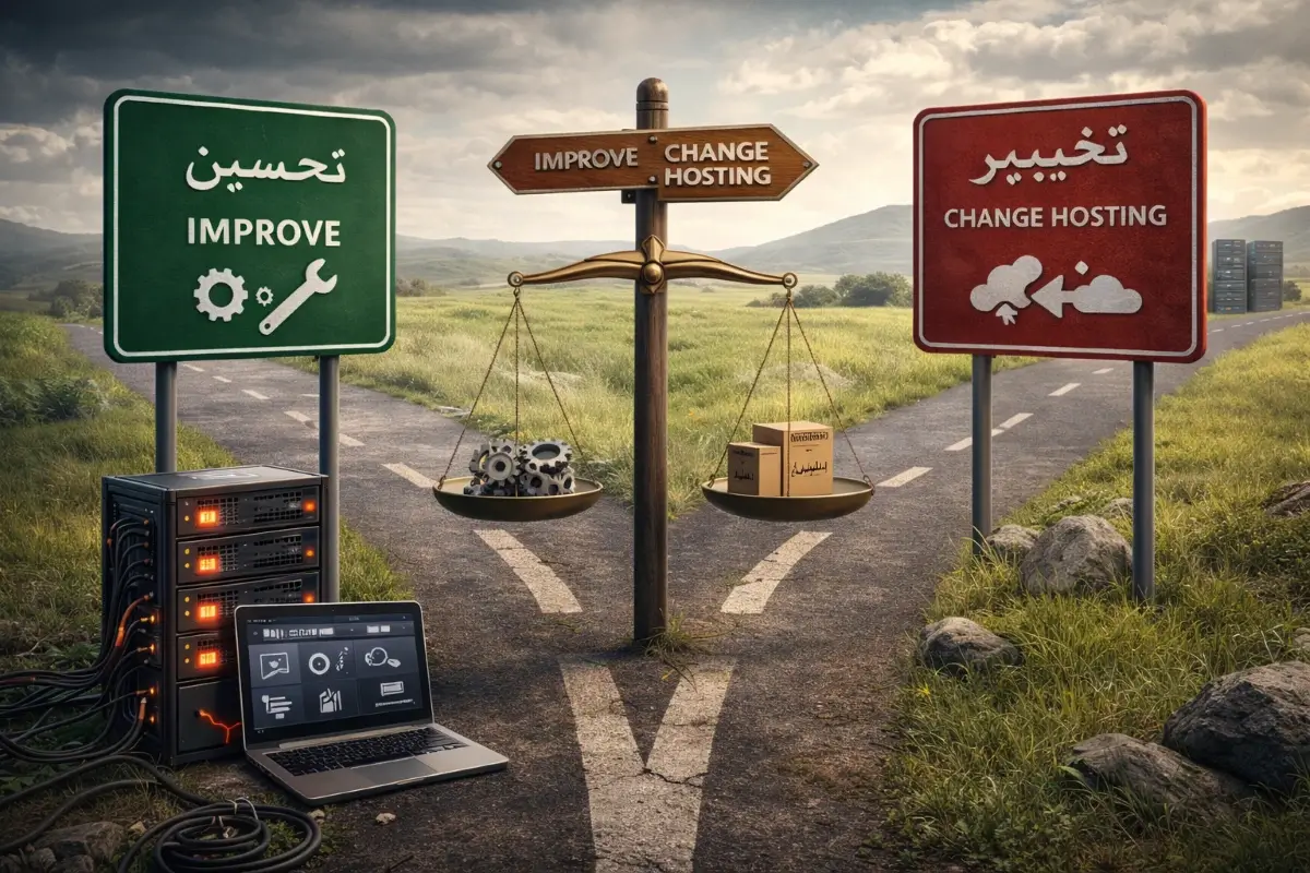 مقارنة ذهنية بين تحسين إعدادات الاستضافة أو تغييرها