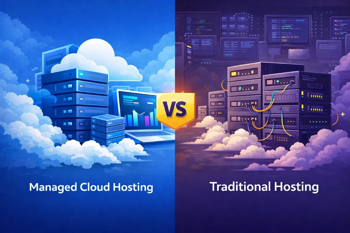 توضيح الفرق بين الاستضافة السحابية المُدارة والاستضافة التقليدية من حيث طريقة العمل