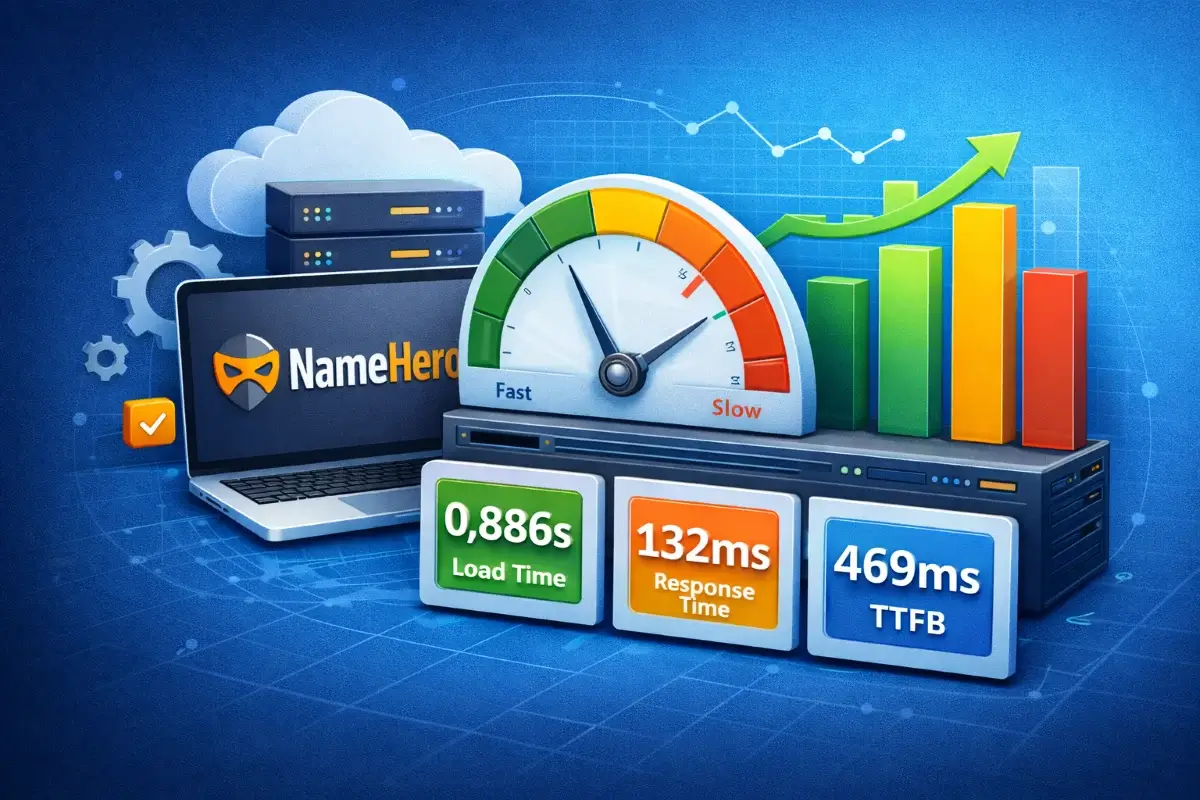 أداء وسرعة تحميل المواقع على استضافة NameHero