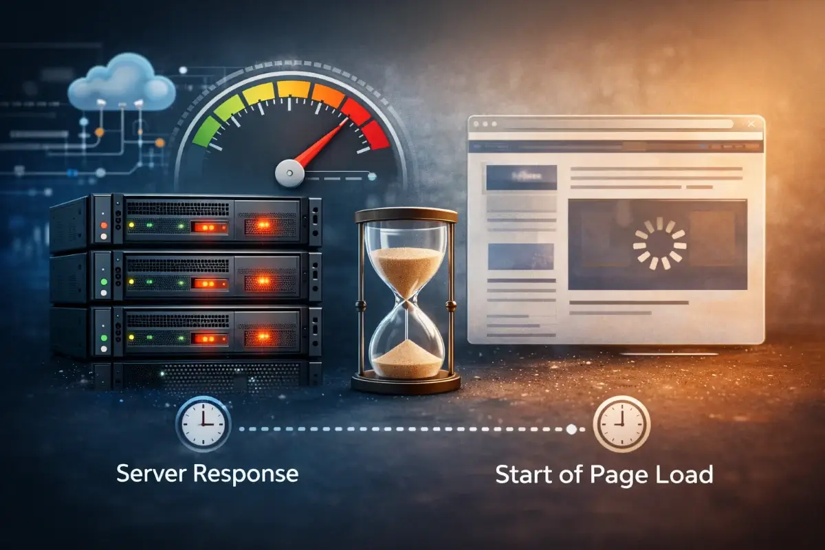 توضيح تأثير زمن استجابة الخادم على بداية تحميل الموقع