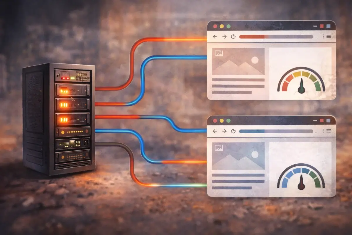 مشاركة موارد الخادم بين عدة مواقع وتأثيرها على استقرار الأداء