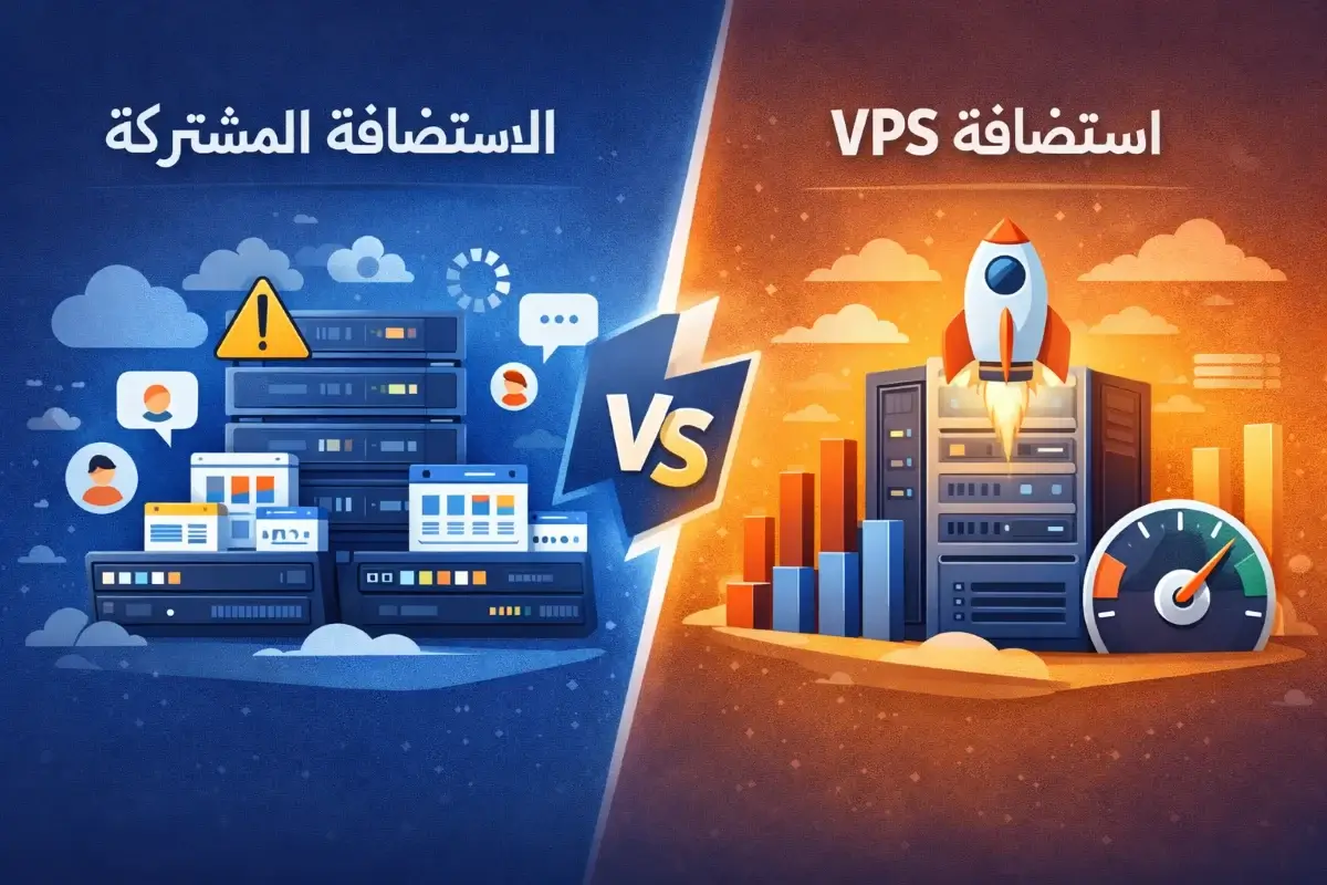 مقارنة توضيحية بين الاستضافة المشتركة وVPS من حيث الموارد والاستقرار