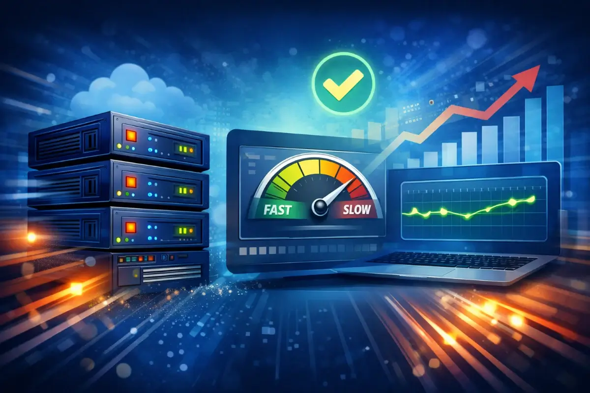 بنية استضافة سريعة ومستقرة توضح مفهوم الأداء بدون بطء