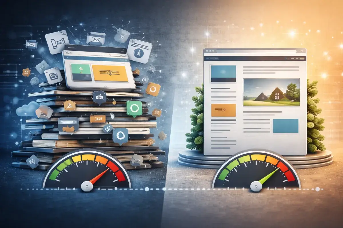 مقارنة بصرية بين قالب ثقيل وقالب خفيف وتأثيرهما على سرعة الموقع