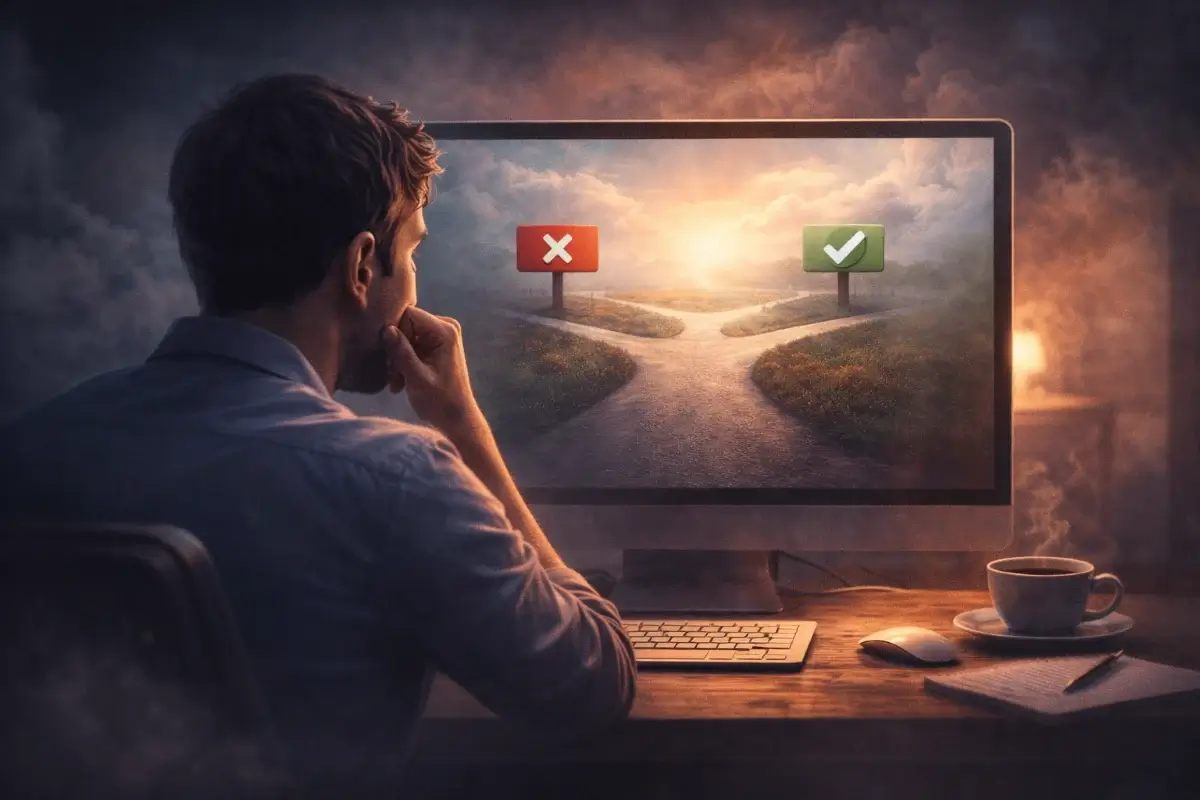 صورة تعبّر عن مرحلة التفكير قبل اتخاذ قرار تغيير الاستضافة