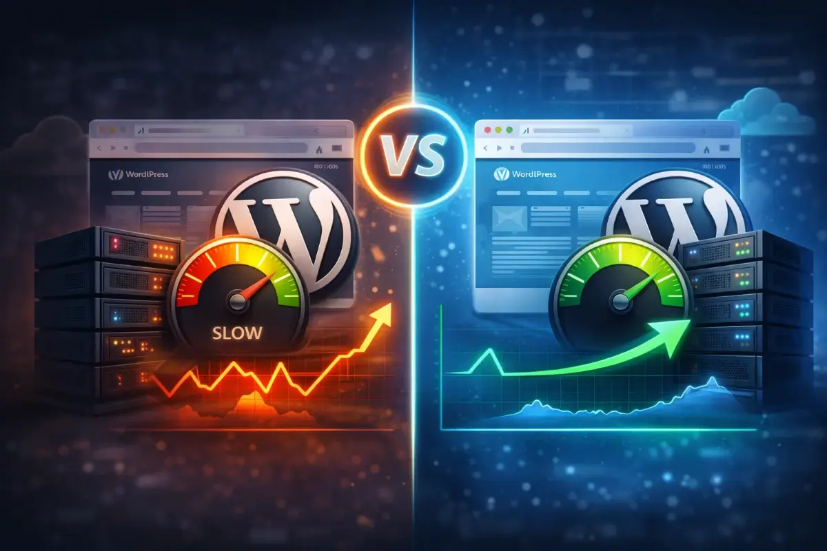 مقارنة بين أداء استضافة غير مستقرة واستضافة مستقرة لمواقع ووردبريس